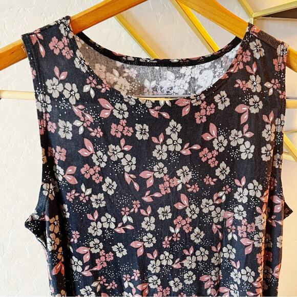 LOGO Layers Lori Goldstein tank tunic top dark floral womens size small S - Picture 3 of 7